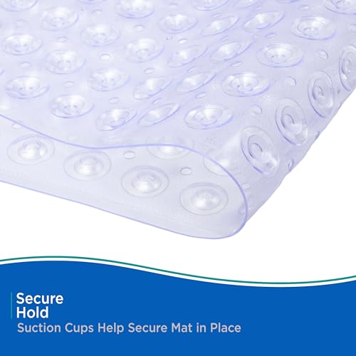 Kenney KN61292 Vinyl Bubble Bath Mat, Shower Mat, Tub Mat with Suction Cups and Drain Holes for Use Inside the Bathroom Shower, 30.75" L x 15.25" W, Clear - color: Clear, size: 30.8" x 15.3" (Rectangular)