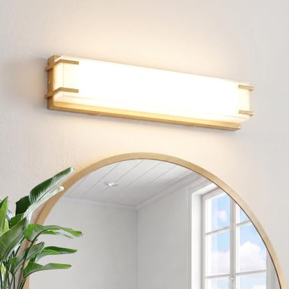 URSOLA LED Bathroom Light Fixtures Over Mirror 16” Vanity Light with Milky White Lampshade 4000K Daylight Gold Bath Bar (Gold) - color: Golden, size: 16inch