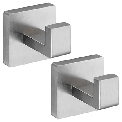 Towel Hooks for Bathrooms, Heavy Duty Wall Mounted Stainless Steel Modern Hook, 2 Pack – Ideal for Hanging Towels, Robes, Coats, in Kitchen, Bedroom, Bathroom, or Hotel (2, Brushed Nickel) - color: Brushed Nickel