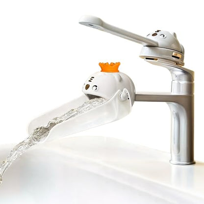 2PCS/Set Faucet Handle Extender for Kitchen and Bathtub Sink, Tap & Nozzle Hand Wash Helper for Sink & Bathroom Spout, Universal Sink Handle Extenders, Animal Design (White)