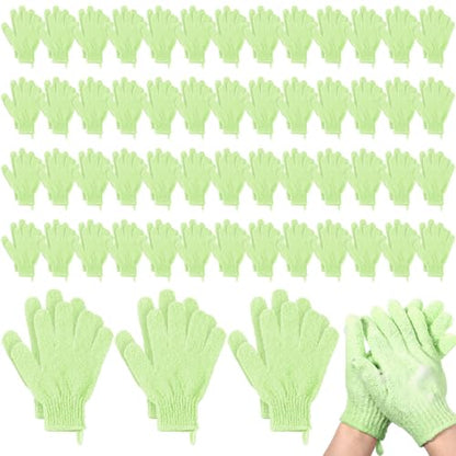 Didaey 104 Pcs Exfoliating Glove Bulk Shower Gloves with Hanging Loop Exfoliating Body Scrubber Dead Skin Remover for Body Bath Beauty Spa Massage Scrubs Men Women Bathing (Green) - color: Green