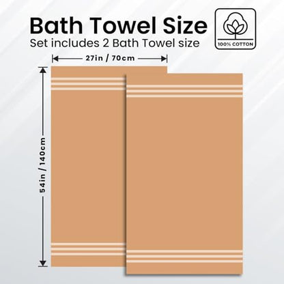 Infinitee Xclusives 100% Ring-Spun Cotton Bath Towels for Bathroom - Pack 2 | Luxury Super Soft, Absorbent & Quick-Drying |27x54 inches| Large Bathroom Towels Set |600 GSM| Gym, Shower, Spa & Hotel Use - color: Cosmic Sand