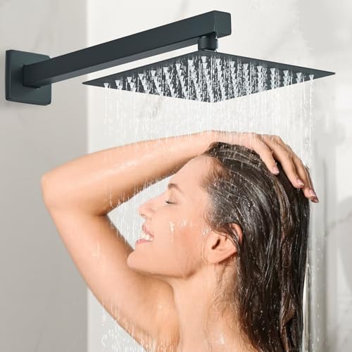 Shower Faucet Matte Black Shower System with 8 Inches Rain Shower Head and Handheld Spray Bathroom Luxury Rain Shower Faucet Set Complete Wall Mounted - color: Matte Black, size: Matte Black-8"