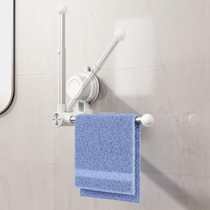 Towel Holder with Suction Cup,Adjustable Length Angle Towel Rack with Aluminum Rod,Sturdy and Reusable Wall Mounted Towel Bar for Bathroom,Kitchen,Porch-1 Pack （Single-Bar） - size: Single-Rod