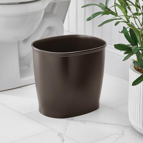 iDesign Slim Plastic Bathroom Trash Can, Small Garbage Bin for Bedroom, Office, Desk, Dorm, Bronze (Pack of 2) - size: 12" x 8" x 10" (Pack of 2)