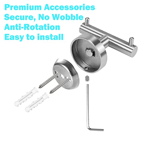 Double Towel Hook for Bathroom 2 Pack Stainless Steel Robe Coat Hook | Heavy Duty Wall Mounted Towel Hook Space Saving Cabinet Closet Door Sponges Holder for Bedroom Kitchen Garage, Brushed Finish