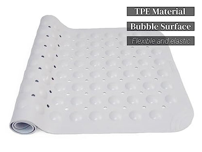 Bathtub Mat Non Slip, Shower Mats with Suction Cup and Drain Holes, Showers Floor Bath Mats for Tub, Drainage Hole Bath Tub Mat for Bathroom (27.6" × 15", Light Grey) - color: Light Grey