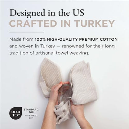 Thyme and Sage 100% Cotton Turkish Kitchen Hand Towel Set, Flax, 8 Pack | Premium Materials, 16"x26", Made in Turkey, Ultra Absorbent, 350 GSM - color: Flax, size: Pack of 8