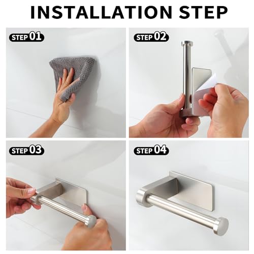 YIGII Self Adhesive Toilet Paper Holder - Bathroom Toilet Paper Holder Stand no Drilling Stainless Steel Brushed - color: Silver