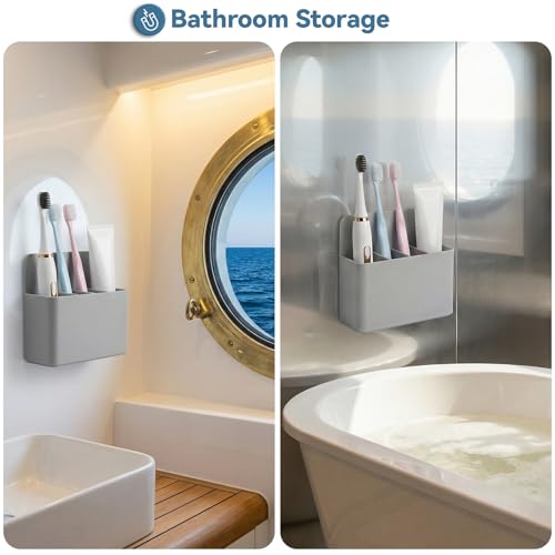 Magnetic Toothbrush Holder for Cruise Essentials | Travel Toothbrush Holder for Bathrooms, Cruise Cabin Essentials Must Have for Alaska & Caribbean Cruises - color: Grey