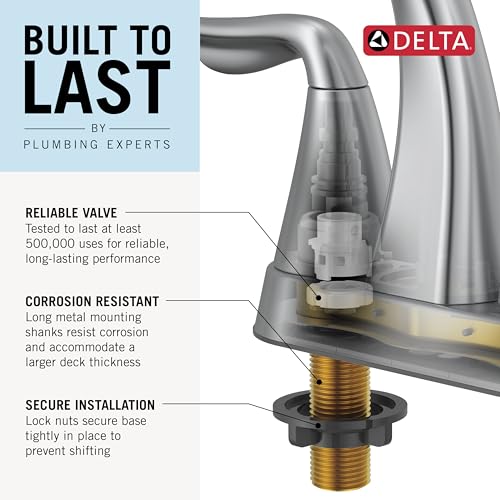 Delta Albion Brushed Gold Bathroom Faucet 3 Hole, 8 Inch Widespread Bathroom Sink Faucet for Vanity, Metal Push-Pop Drain Assembly, Champagne Bronze 35855LF-CZ - color: Champagne Bronze