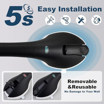 Shower Grab Bar 2 PCS Suction Grab Bars for Bathtubs and Showers, Shower Handle Removable Shower Handrails for Kids, Bathroom Safety Grip Waterproof(Black) - color: Black-