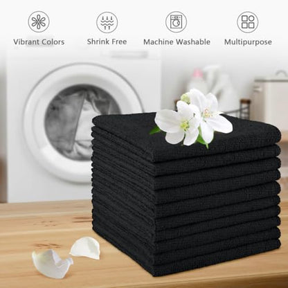 Orighty Wash Cloths, Face Towels 12x12 Inch 20 Pack | Soft Quick-drying Black Washcloths, Multi-Purpose Microfiber Face Cloths for Bathroom, Gym, Spa, Hotel, Travel - color: Black