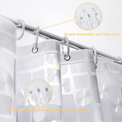 NTBAY EVA Shower Curtain Liner, 72 x 72, 6 Gauge, Semi Clear Water Cube | Water-repellent EVA Liner with 3 Bottom Magnets, 12 Reinforced Grommets, and 12 Plastic Hooks - color: Clear Geometric, size: 72"W x 72"L (Pack of 1)