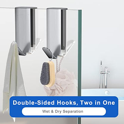 Shower Door Hooks, Shower Hooks for Towels, Heavy Duty Drilling-Free Double Sided Towel Hooks for Bathroom Frameless Glass Door, Over the Door Towel Hooks, 3 Packs - size: 3 Pack