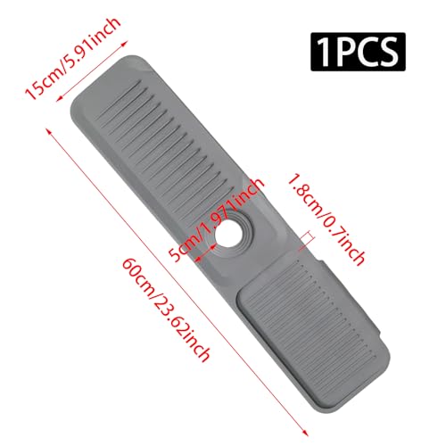 24 Inch Light Gray Durable Faucet Mat, Silicone Kitchen Sink Splash Guard Behind Faucet, Draining Mat for Kitchen/Bathroom/Farmhouse/RV (60 * 15 * 1.8cm) - color: Light Gray