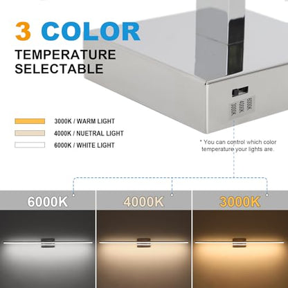 LED Bathroom Vanity Light, Modern Bathroom Light Fixture Over Mirror (3000K/4000K/6000K, Dimmable), Vanity Light Bar with Angle Adjustable, 48 Inch, Chrome - color: Chrome, size: 48 inch