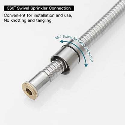 Homevacious 100 Inch Replacement Handheld Shower Hose Brushed Nickel | Brass Fittings Extra Long Flexible Stainless Steel