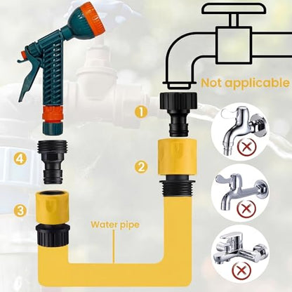 Hotop 16 Pcs Garden Hose Quick Connector, 3/4 Inch Fittings, Yellow | Male Female Fittings, 10 Rubber Gaskets, Plastic Adapters for Garden Watering, Car Wash, Leak-Proof, Tool-Free Install - color: Yellow