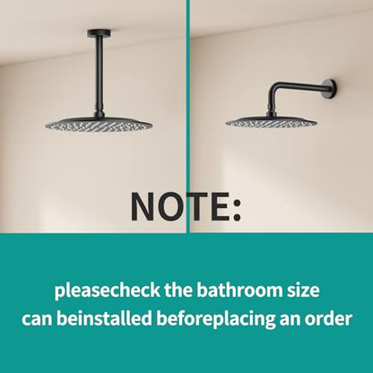 All Metal Rain Shower Head - Heavy Duty Stainless Steel, Easy Install, High Water Flow, Ultra-Thin Modern Design for Bathroom (D-Matte Black, 10)（BNW0088） - color: D-Matte Black, size: 10