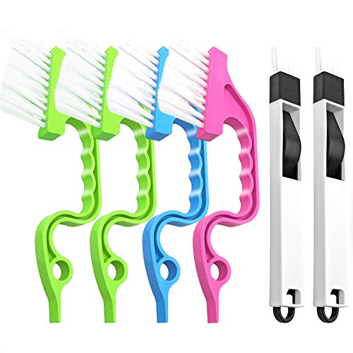 Crevice Gap Cleaning Brush Tool: 6PCS Hand-held Groove Gap Cleaning Tools | 2 in 1 Dustpan Cleaning Brush, Shutter Door Window Track Cleaning Brushes for Bathroom/Toilet/Kitchen Corner