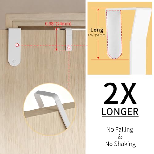 Over the Door Hooks, Curved Design Locks Wider & Longer, White | 4 Pack Door Hanger for 1.46" Thick Door with Sponge Mat, Door Hooks Organizer for Bathroom, Living Room, Kitchen
