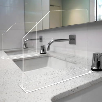 Vesici 2 Pcs Clear Acrylic Sink Splash Guard Freestanding Panel Barrier with Easy Reach Cutaway Kitchen Guard Protective Splatter Barrier for Home Hospital(19" Length, 18" Height, 4.5" Base) - size: 19" Length, 18" Height, 4.5" Base
