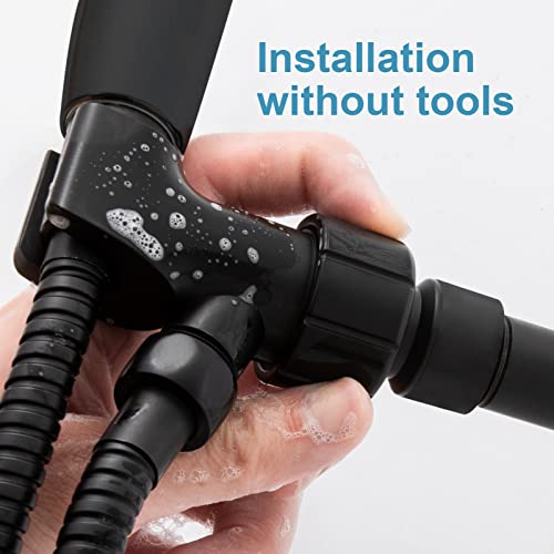 OFFO Shower Head Holder with Solid Metal Ball for Handheld Shower Head, Adjustable Shower Arm Mount for Connecting Shower Arm and Shower Hose, 1/2 in IPS Female Inlet and Male Outlet, Matte Black - style: Matte Black