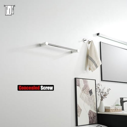 JQK Towel Bar Chrome, 18.5 Inch 304 Stainless Steel Thicken 0.8mm 2 Pieces Towel Rack Bathroom Wall Mount, Useable Length 16 Inch, TB610L16-CH - color: Polished Steel, size: 16.5 Inch