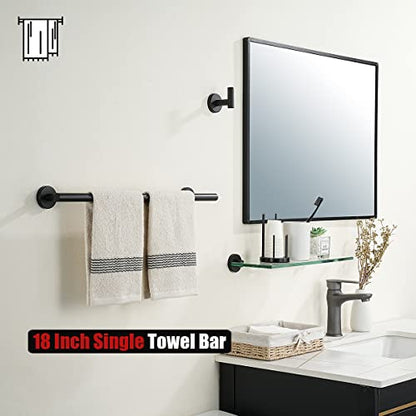 JQK Black Towel Bar, 20.5 Inch 304 Stainless Steel Thicken 0.8mm Towel Rack Bathroom, Towel Holder Matte Black Wall Mount, Useable Length 18 Inch, TB110L18-PB - color: Black, size: 20.5 Inch