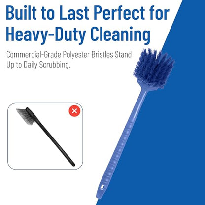 SPARTA 20" Floater Scrub Brush with Long Handle, Oil-Resistant Polyester Bristles, Multiple Trim Angles, Foam-Injected Polymer Block, Commercial Cleaning Tool, Blue