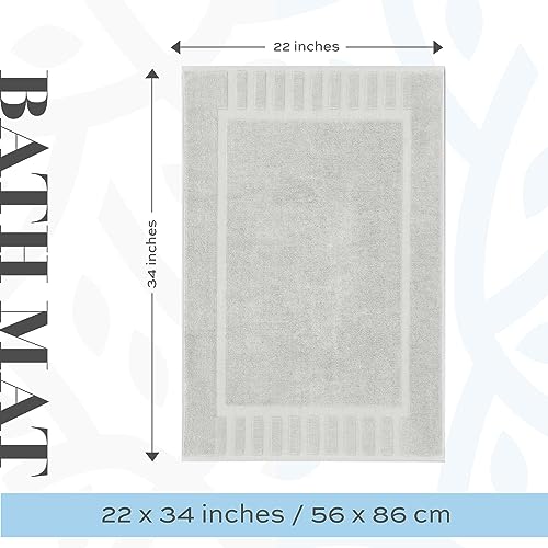 White Classic Luxury Bath Mat Floor Towel Set - Absorbent Cotton Hotel Spa Shower/Bathtub Mats [Not a Bathroom Rug] 22"x34" | 2 Pack | Silver - color: 06: Silver