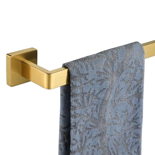 JQK Gold Towel Bar, Rounded Edges 18.41 Inch Towel Rack, 304 Stainless Steel Bathroom Wall Mount, Useable Length 16 Inch, TB250L16-BG - color: Brushed Gold, size: 16.41 Inch