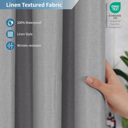 Waterproof Fabric Shower Curtain,No Liner Needed,72x72,Grey | 2-in-1 Design,Linen Textured,100% Waterproof TPU-Laminated Backing,Magnetic Weighted,Machine Washable,For Bathroom,Hotel - color: Grey, size: 72"W x 72"L (Pack of 1)
