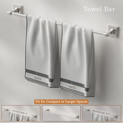 VEHCIL Brushed Nickel Bathroom Accessories Set, 5-Piece Bathroom Hardware Set, 24 Inch Towel Bar, SUS304 Stainless Steel, Towel Racks for Bathroom Wall Mounted Towel Ring Toilet Paper Holder Hooks - color: Brushed Nickel