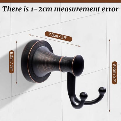 Oil Rubbed Bronze Bathroom Towel Hook, Bronze Bathroom Robe Hook, Heavy Duty Double Towel Hooks Bath Farmhouse Coat Clothes Hook Wall Mounted Rustic for Kitchen Washroom - color: Bronze