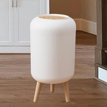 URALFA Bathroom Trash Can with Lid, 3 Gallon / 11L Garbage Can with Pop-Up Lid, Small Dog Proof Trash Cans, Plastic Waste Basket with Removable Legs for Bathroom, Bedroom, Kitchen, Office, White - color: White, style: Press Open