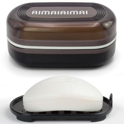 AIMAIAIMAI Travel Soap Container, Leakproof Soap Box, Travel Soap Holder with Removable Draining Layer, Portable Soap Case for Traveling, Camping, Gym (Black) - color: Black Style a