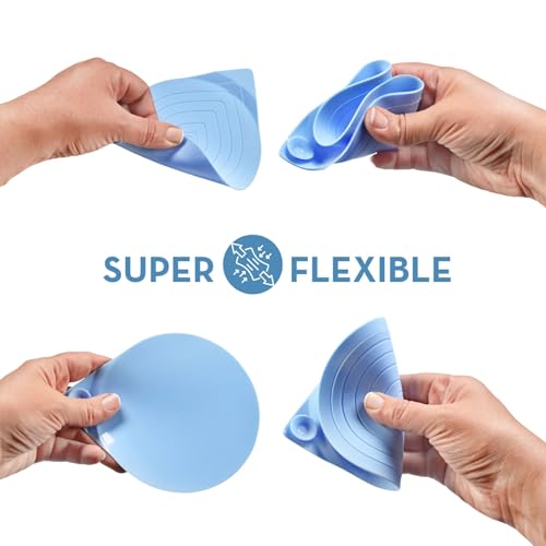 Drain Stopper for Bathtub, Sink & Shower – StopRing 5.12" Silicone Drain Cover with Suction Base | Universal Flat Drain Plug | Hair Catcher & Water Seal | Gray + Sky Blue + Sage Green