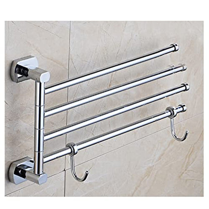 FAMMIX Modern Brass Chrome Swing Out Towel Bar, Folding Arm Swivel Hanger Bathroom Storage Organizer Rustproof Wall Mount, Swivel Towel Rack for Shower Room, Kitchen 4Bars - size: 4Bars