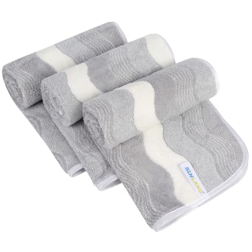 Microfiber Bathroom Hand Towels, 16 x 31 Inch, 3Pack Grey Ripples | Ultra Soft, Makeup Remover Cloth, Face Cleansing Towel - color: Lgreyx3