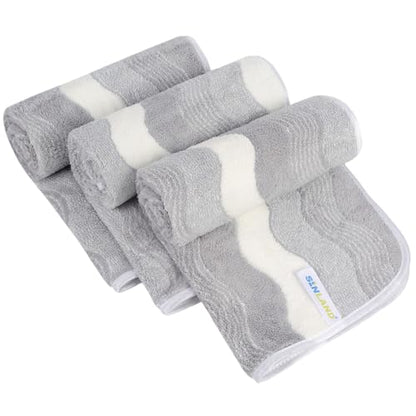 Microfiber Bathroom Hand Towels, 16 x 31 Inch, 3Pack Grey Ripples | Ultra Soft, Makeup Remover Cloth, Face Cleansing Towel - color: Lgreyx3