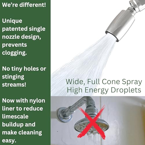 High Sierra® - CLASSIC™ Solid Lead-Free Metal 2.0 GPM Award Winning. High Pressure Shower Head. Patented Nozzle Never Clogs - Brushed Nickel Finish - color: Nickel, size: 2 GPM