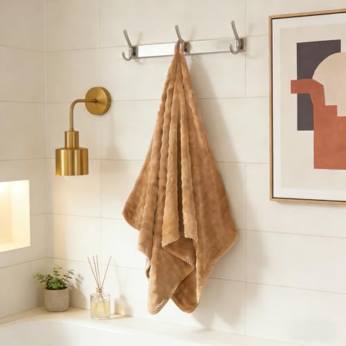 COZYART Lint Free 8 Pcs Bathroom Towels Set Ultra Soft Microfiber Tan | Fluffy, Thick, Highly Absorbent, Fast Dry, No Shedding, No Pilling, Fade Resistant, Durable, Long-lasting - color: Tan