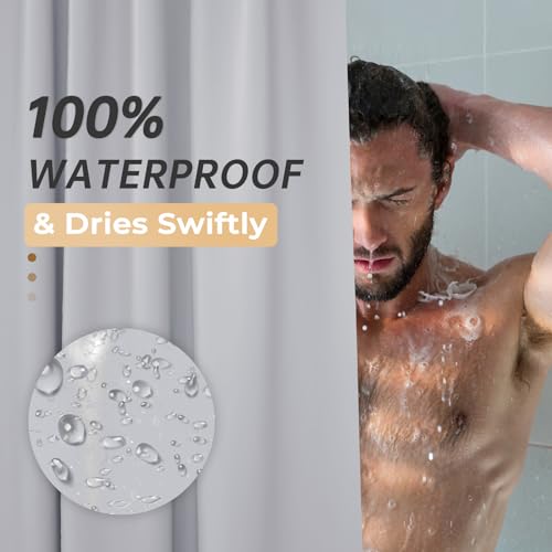 AmazerBath Stall Shower Curtain 36x72, Heavy Duty Plastic, Grey with 2 Weighted Stones and 6 Grommet Holes - color: Grey, size: 36"W x 72"L (Pack of 1)