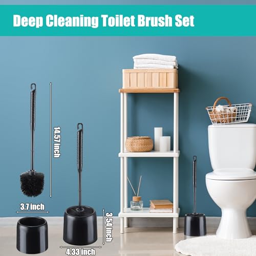 Roshtia 1 Set Toilet Brush and Holder Set for Bathroom Toilet Bowl Brush Scrubber with Caddy for Deep Cleaning, 14.57 Height (Black) - color: Black