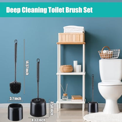 Roshtia 1 Set Toilet Brush and Holder Set for Bathroom Toilet Bowl Brush Scrubber with Caddy for Deep Cleaning, 14.57 Height (Black) - color: Black