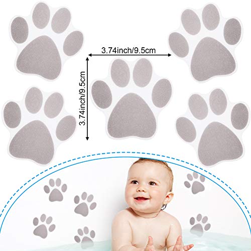 Mudder 20 Pcs Non Slip Bathtub Sticker Cute Anti Slip Shower Sticker Adhesive Black Grey Pink Paw Decal Safety Traction Grip Treads Appliques for Bathtub Pool Boat Stair Shower Floor(Gray) - color: Gray