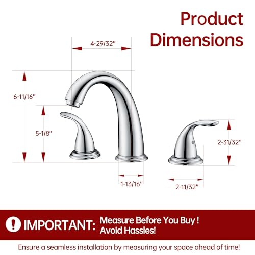 SUMERAIN 2 Handle Widespread Roman Tub Faucet, Chrome Finish | with Valve, Brass, High Flow, 3 Holes, Classic Style - color: Chrome, size: 4-29/32" spout reach
