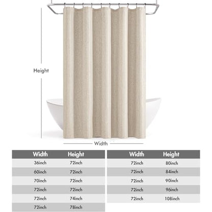 ANRODUO Cream Beige Linen Textured Fabric Shower Curtain Set - W60xL72 | Farmhouse Shower Curtain with 10 Metal Hooks, Waterproof Heavy Duty, Button Hole Design, Machine Washable for Bathroom - color: Cream, size: 60"W x 72"L (Pack of 1)